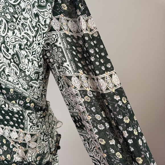 Lulus Field of Flowers Green Multi Print Long Sleeve Maxi Dress Size M - Picture 5 of 16